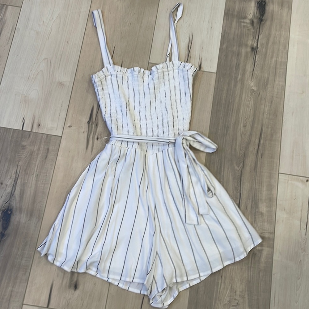 Mi Ami white and black stripe romper, size XXS